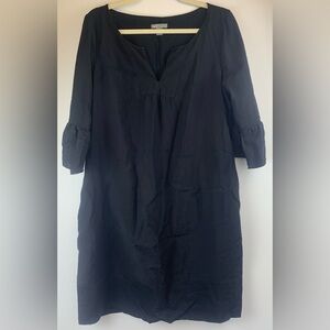 Gap Black Shift Dress Lightweight Bell Sleeve‎ V-Neck Pockets Summer Size 12